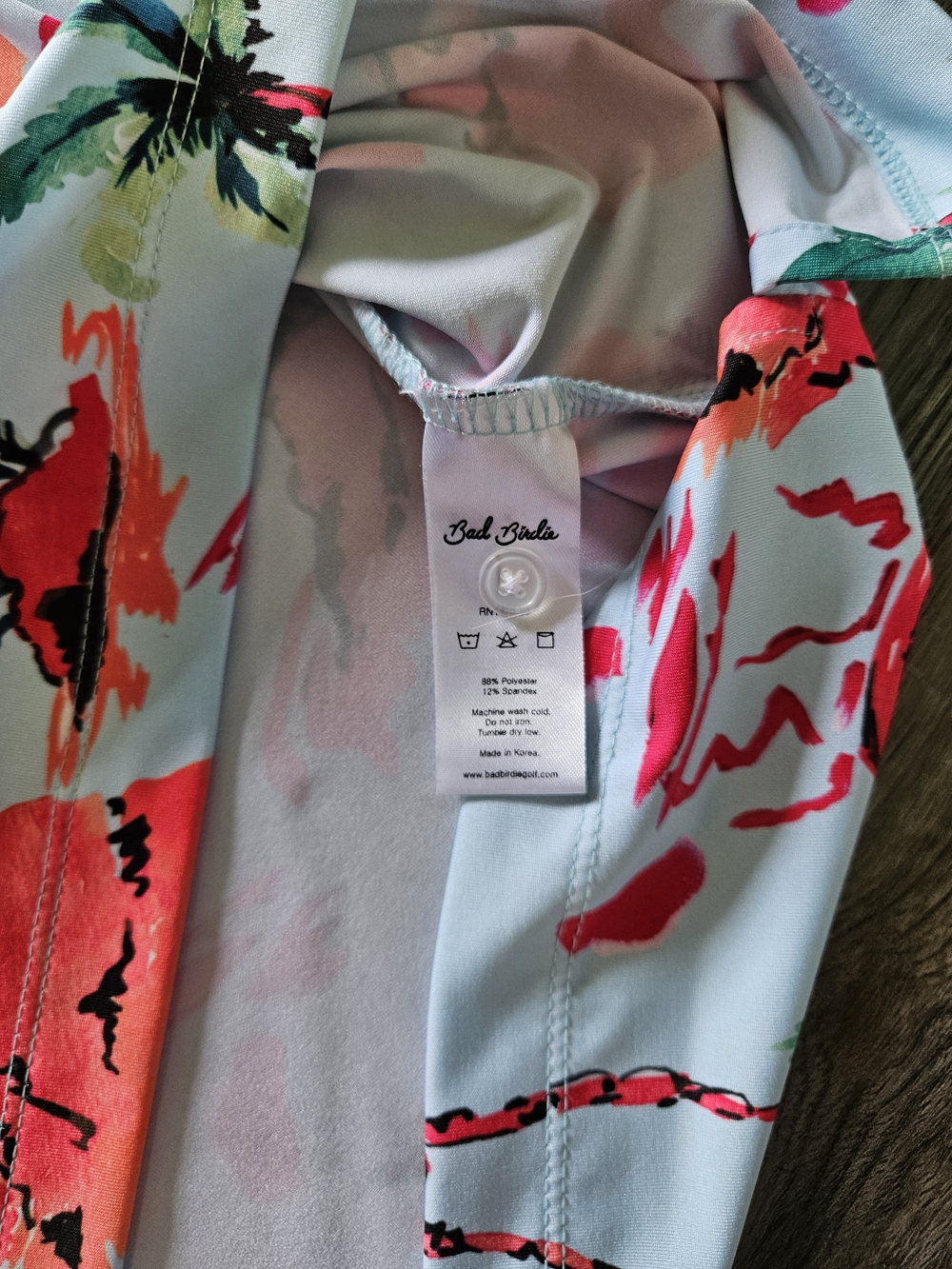Bad Birdie Abstract Tropical Red Rocks Performance Golf Polo - Picture 8 of 9